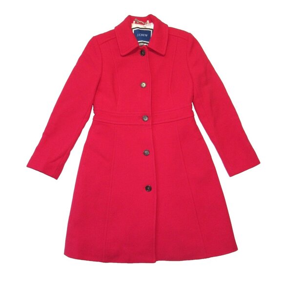 NWT J.Crew Classic Lady Day Coat in Bright Cherry Italian Doublecloth Wool 6P - Picture 1 of 7